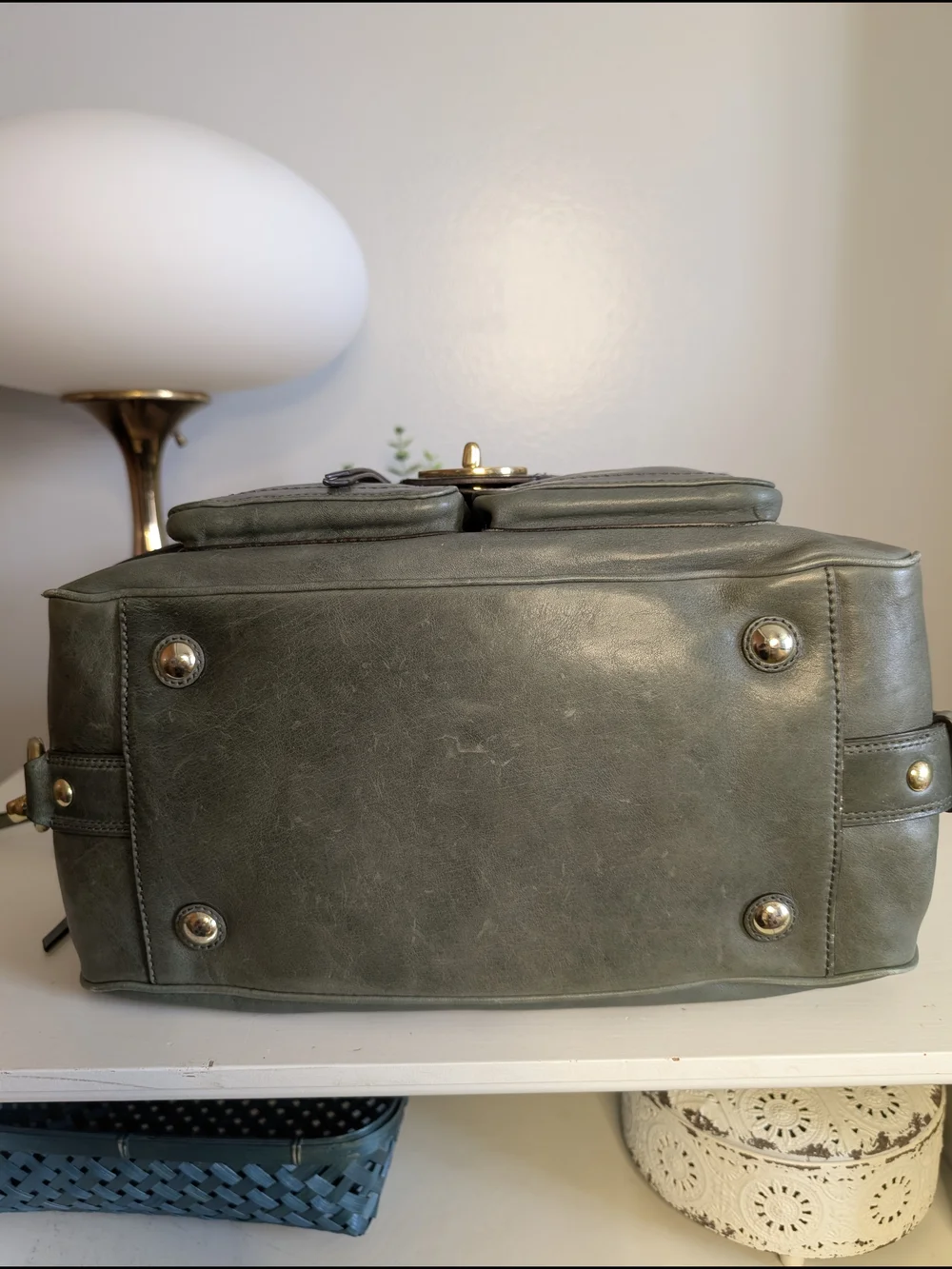 Coach 2008 Hamptons Lindsay Satchel #12475, Mineral Green/Gray - EUC!